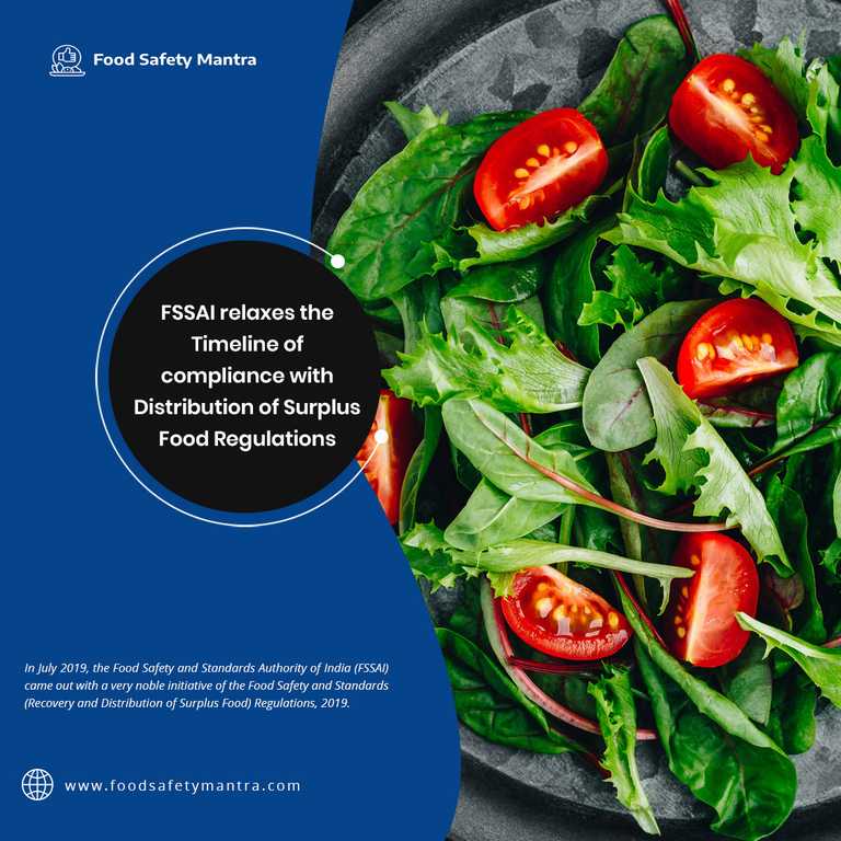 FSSAI Relaxes The Timeline Of Compliance With Distribution Of Surplus Food Regulations